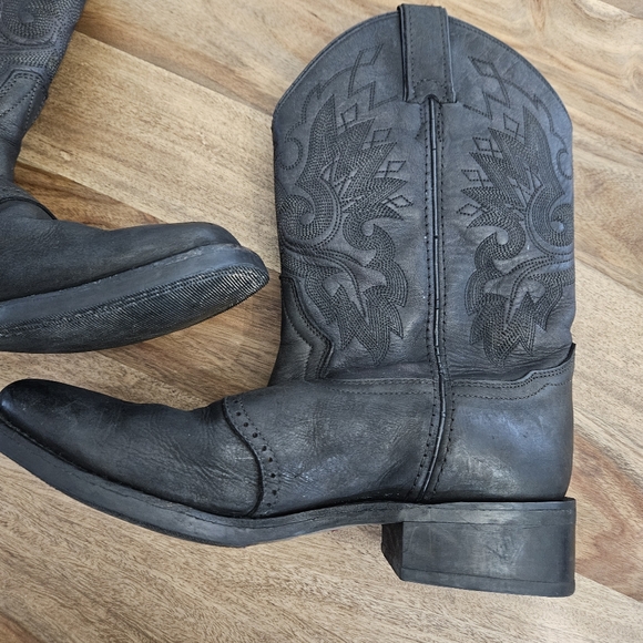 Double H Mens Black  Pull On Cowboy Western Boots Size 8.5 EE Square Toe - Picture 10 of 16